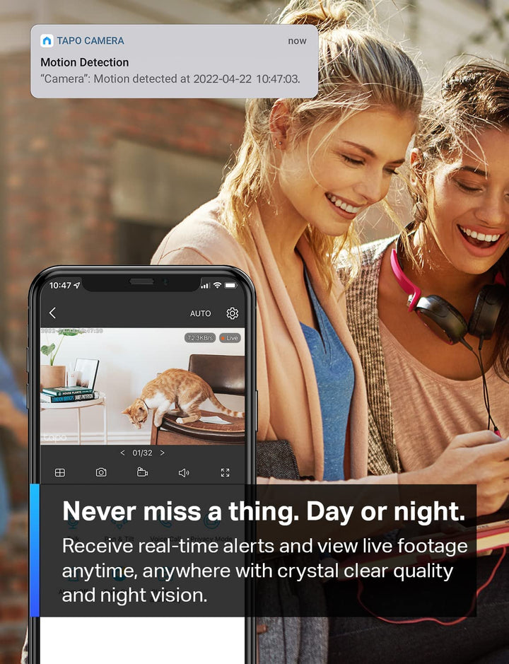 Tapo  1080P Indoor Security Camera for Baby Monitor, Dog Camera W/Motion Detection, 2-Way Audio Siren, Night Vision, Cloud & SD Card Storage, Works W/Alexa & Google Home C100