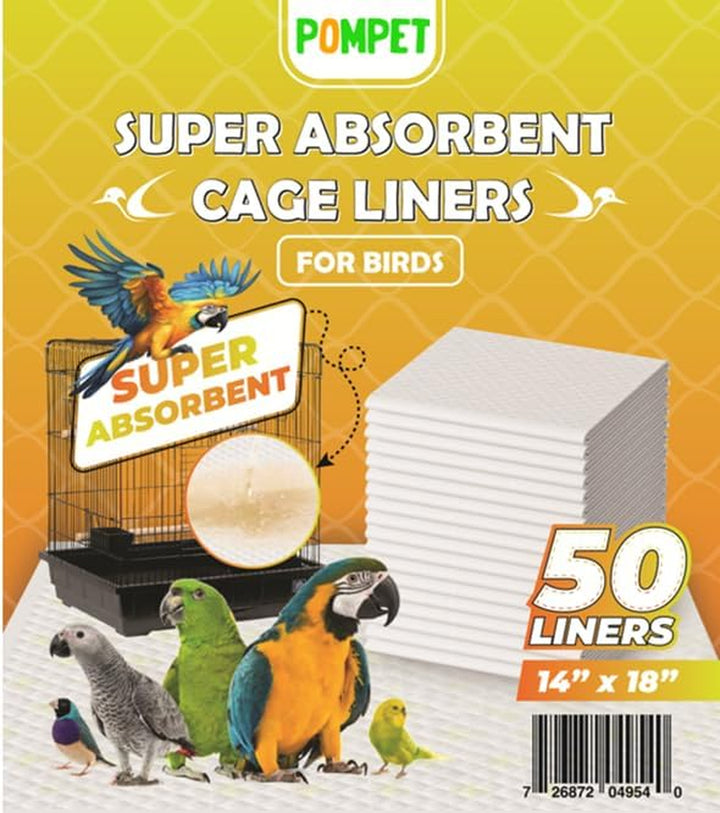 14" X 18" Disposable Bird Cage Liners 50 Units, Super Absorbent, Parakeets, Cockatiels, Doves, Canaries, Parrots