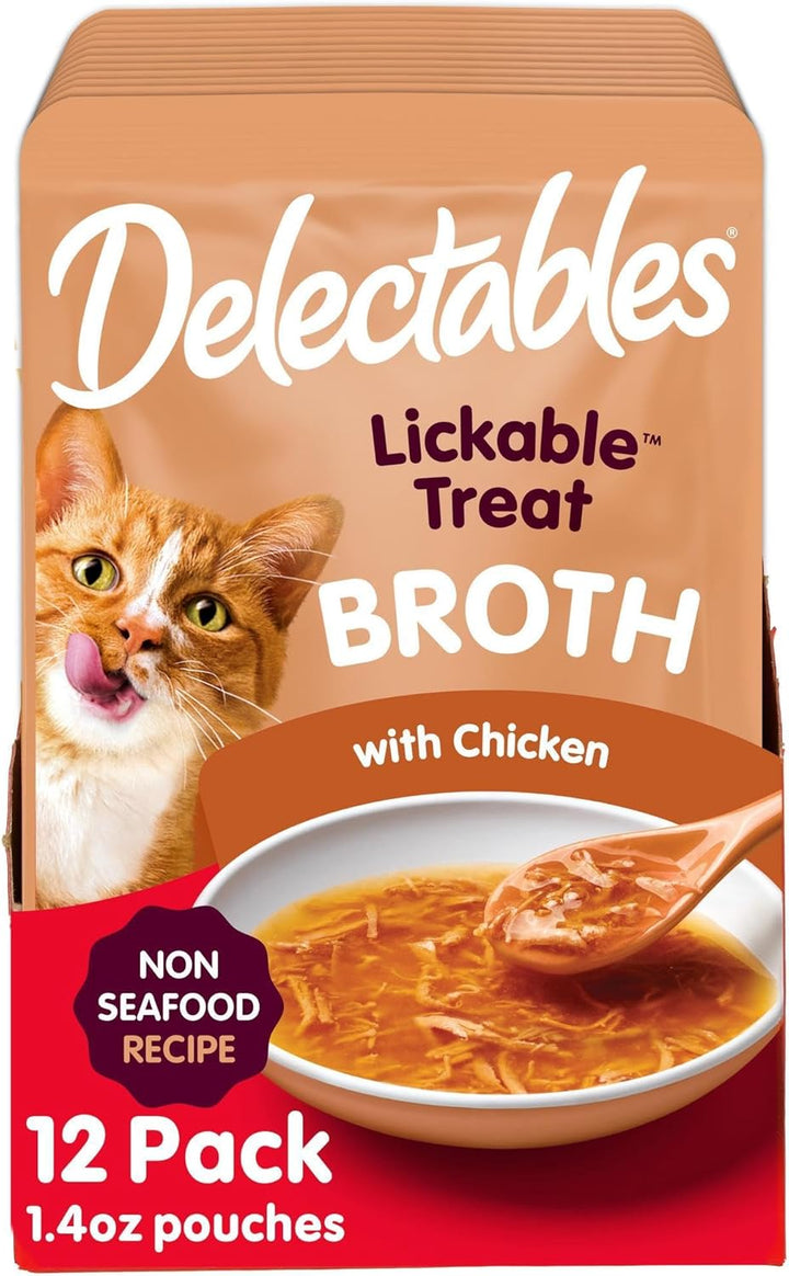 Delectables Savory Broths Lickable Wet Cat Treat Variety Pack, 12Count(Pack of 1)