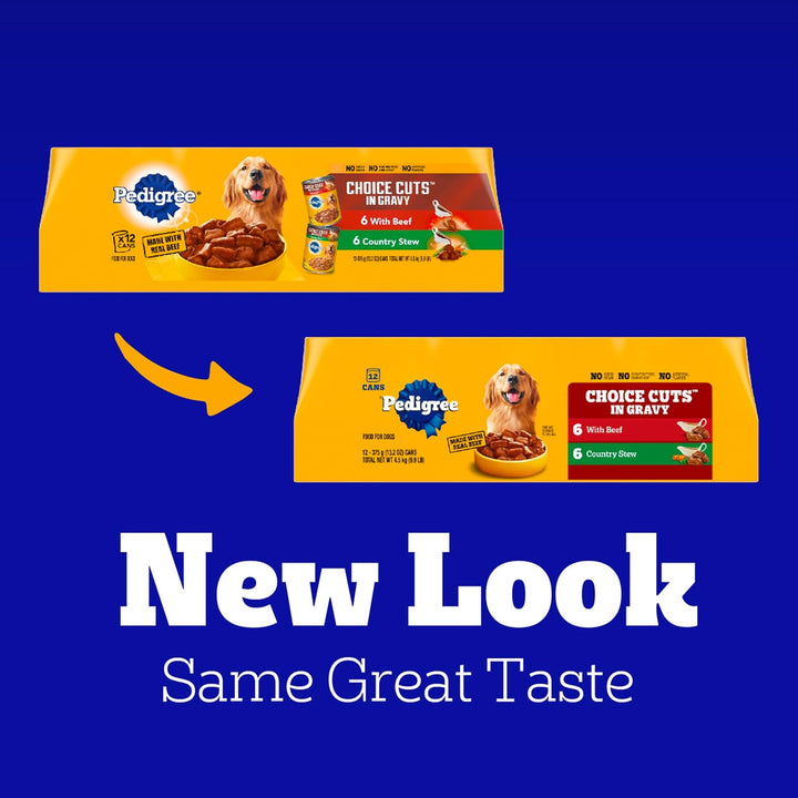 Choice Cuts in Gravy Adult Canned Soft Wet Dog Food, Beef & Country Stew, 13.2 Oz. Cans (12 Count, Pack of 1)