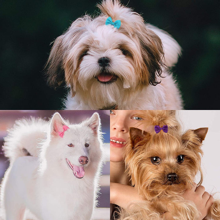 48Pcs(24Pairs) Dog'S Hair Bows Clips,Small Handmade Hair Accessories Bow Pet Puppy for Doggies Cat Kitten Rabbit Grooming Accessories (Mixcolors-48Pcs Bows Hair Clip)