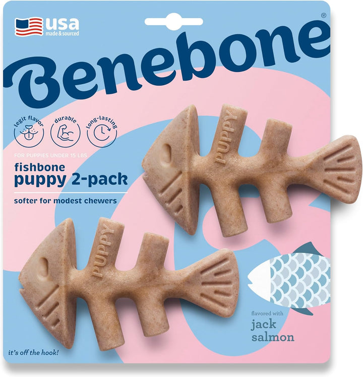 Puppy 2-Pack Dental Chew/Wishbone Dog Chew Toys, Made in USA, Real Bacon Flavor