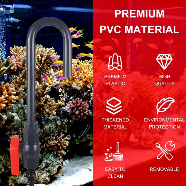 Aquarium Water Changer, PVC Aquarium Water Filler Hanging Fish Tank Hook Filler with Flow Switch for 1/2“, 5/8”, 3/4” Hose