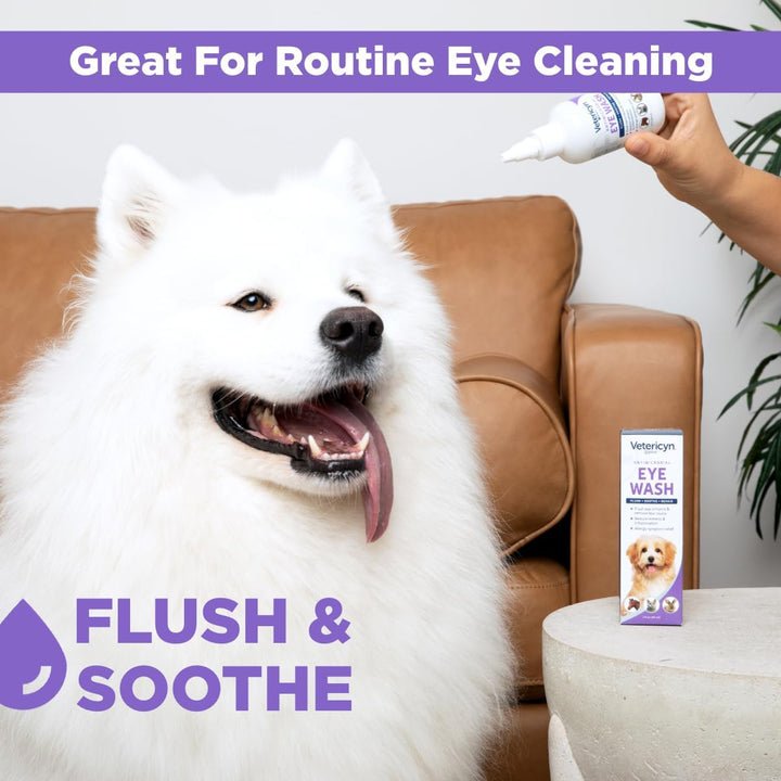 plus Dog and Cat Eye Wash | Eye Drops for Dogs and Cats to Flush and Soothe Eye Irritations, Dog Tear Stain Cleaner, Safe for All Animals. 3 Ounces