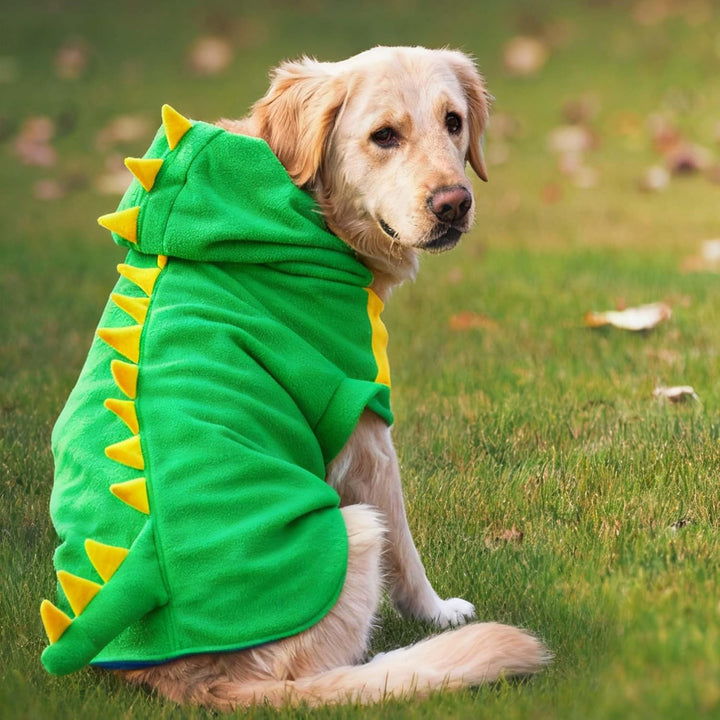 Funny Halloween Large Dog Dinosaur Costume Outfits,Dog Pajamas Hoodie Winter Warm Pet Clothes Coat for Golden Retriever Pitbull(Green, 7XL)