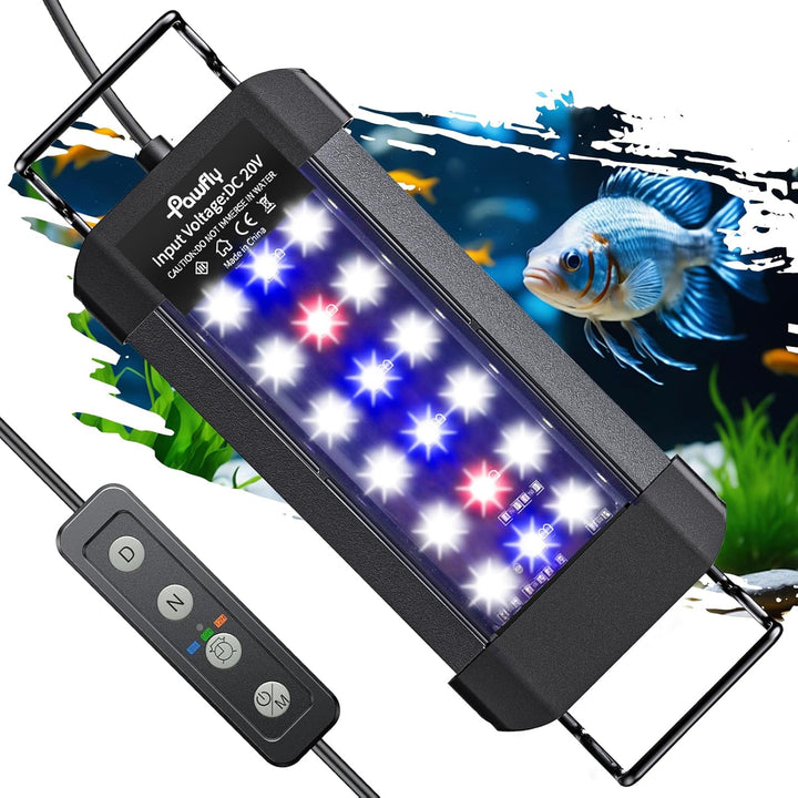 11W Aquarium LED Light for 12 to 18 Inch Fish Tanks Extendable Fish Tank Light with Full Spectrum Brilliant White Blue Red Lights with Daytime & Night Modes and Adjustable Brightness