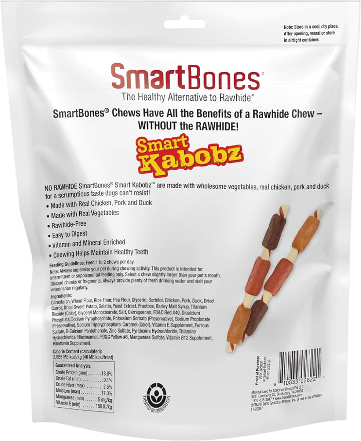 Smart Kabobz, Treat Your Dog to a Rawhide-Free Chew Made with Real Chicken, Pork and Duck 18 Count (Pack of 1)