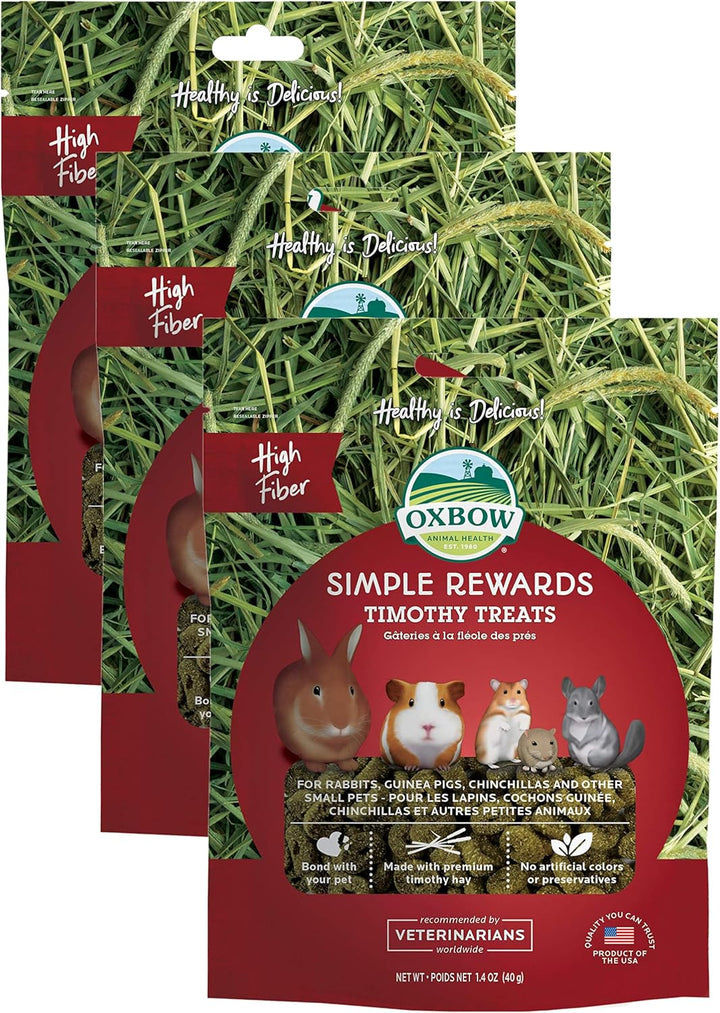 Animal Health Simple Rewards Apple Banana Treats, Timothy Hay Guinea Pig & Bunny Treats, Pet Snack, Made with  Guinea Pig Hay, Made in USA, Timothy for Rabbit, 3 Oz Bag