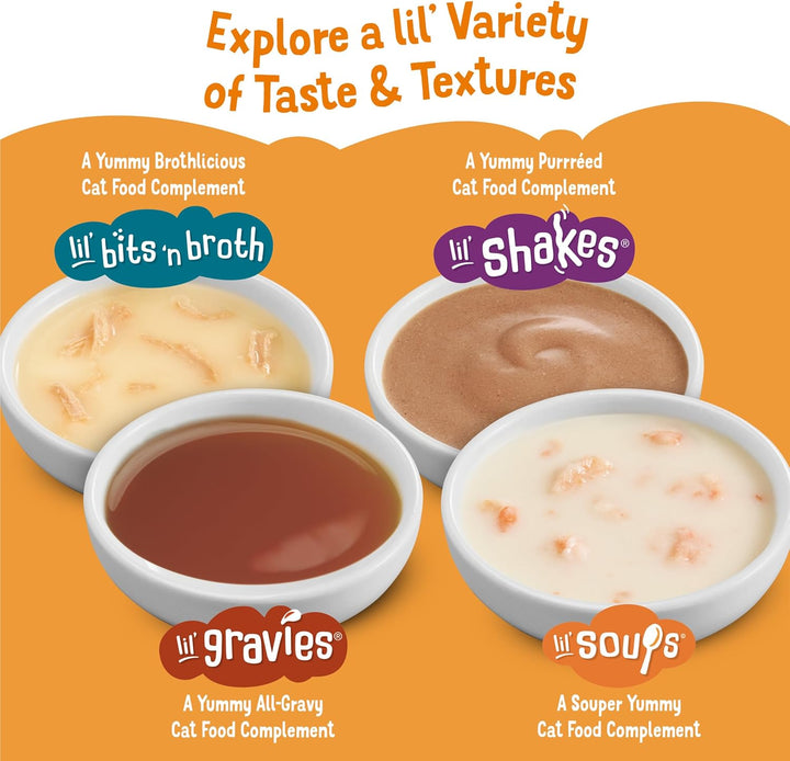 Purina  Natural, Grain Free Wet Cat Food Lickable Cat Treats, Lil' Soups Flaked Chicken - (Pack of 8) 1.2 Oz. Tubs