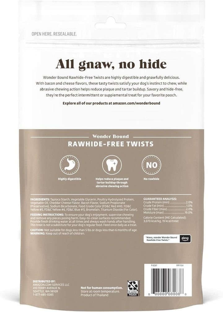 Bacon & Cheese Flavor Dog Twist Sticks - 55 Count - Rawhide-Free Dog Treats, Dental Health Chews for Plaque & Tartar Control, Easy to Digest, Long-Lasting