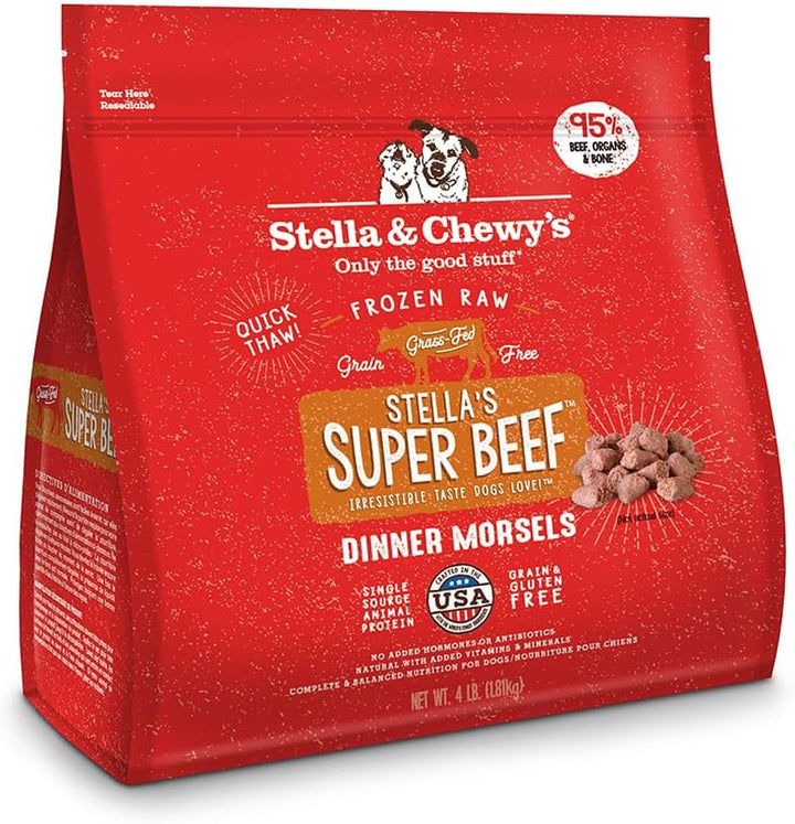 Stella Raw Beef Morsels Dog Recipe Meal Rich in Nutrients Organic Fruits 4Lbs