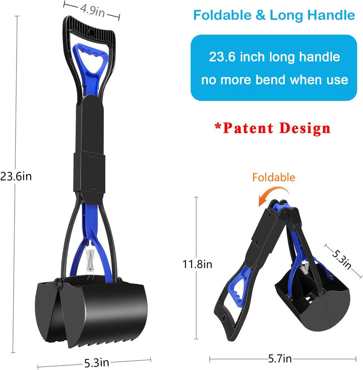 Pooper Scooper for Large Small Dogs, Folding Dog Poop Scooper, Durable Spring and Premium Materials，Easy to Use for Grass, Dirt, Gravel Pick up Shovel