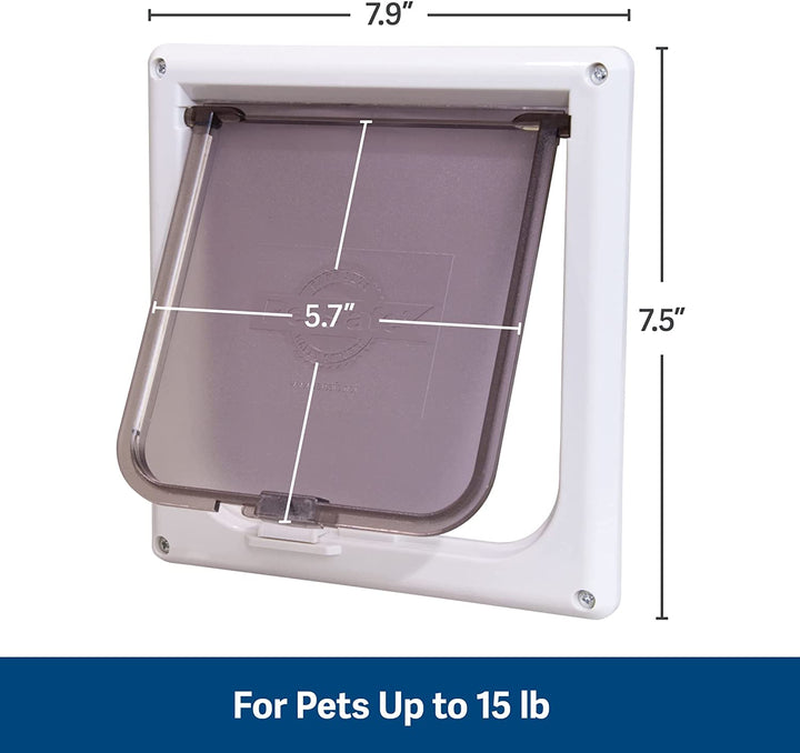 Interior 2-Way Locking Cat Door - Allows Convenient Movement between Rooms & Minimizes Scratching - Tinted Durable Plastic Privacy Door for Feeder & Litter Box