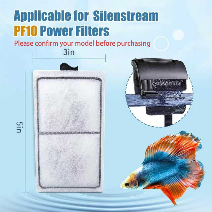 8 Pack PF-S Filter Cartridges Compatible with Top Fin Silenstream PF10 Power Filters, Remplacement Aquarium Carbon Cartridge with Zeolite