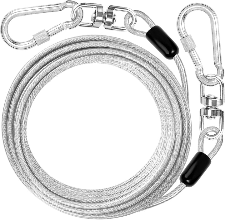Dog Tie Out Cable: 10 Ft Dog Lead for Yard - Heavy Duty Chain Leash outside for Small Large Dogs up to 500 Lbs - Outdoor Dog Runner Tether