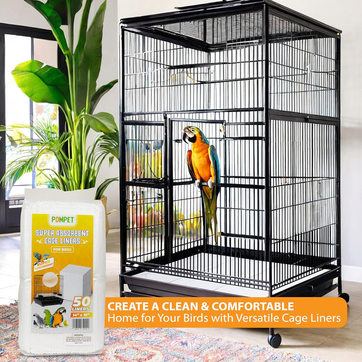 14" X 18" Disposable Bird Cage Liners 50 Units, Super Absorbent, Parakeets, Cockatiels, Doves, Canaries, Parrots