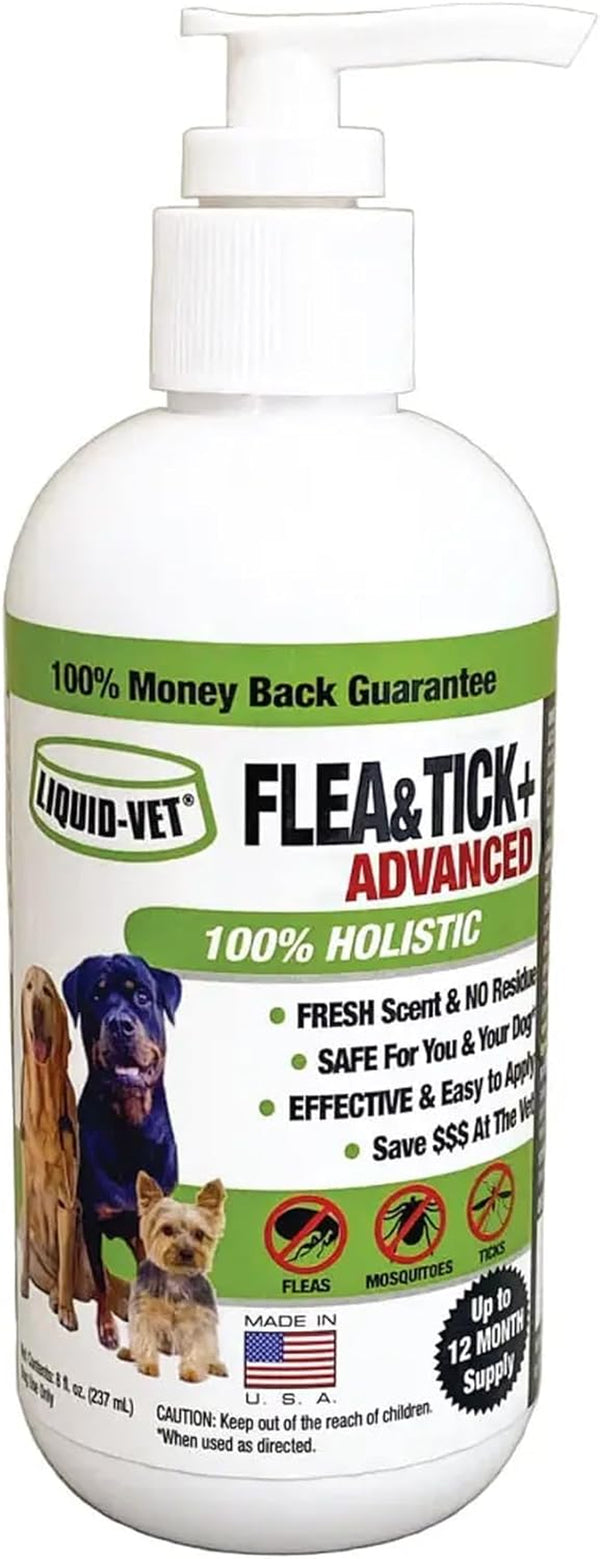 Natural Flea and Tick Topical Treatment, Repels Fleas Ticks and Mosquitoes, Quick-Dry No Residue, All Food-Grade Ingredients, 8 Oz