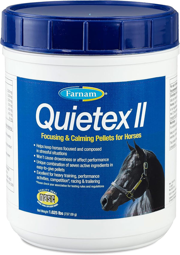 Quietex II Horse Calming Supplement Pellets, Helps Manage Nervous Behavior and Keep Horses Calm & Composed in Stressful Situations, 1.625 Lbs, 26 Day Supply