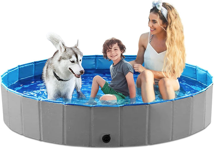 Foldable Dog Pet Bath Pool Collapsible Dog Pet Pool Bathing Tub Kiddie Pool Doggie Wading Pool for Puppy Small Medium Large Dogs Cats and Kids 48" Blue
