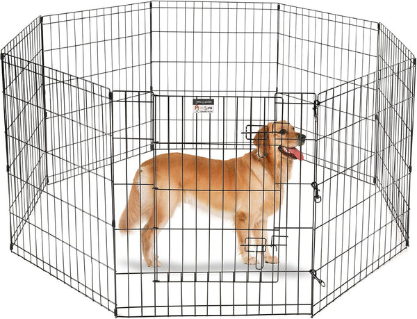 Dog Playpen - Foldable Metal Exercise Puppy Play Pen with 8 24X30In Panels - Indoor/Outdoor Pen with Door for Dogs, Cats or Small Animals by
