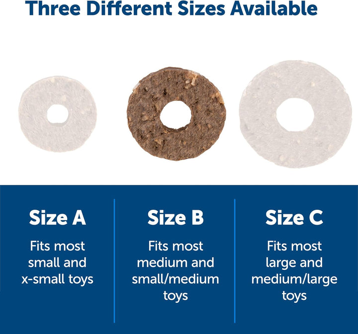 Busy Buddy Natural Rawhide Rings - Long-Lasting Chew Refills - Quality Ingredients - Original Rawhide Flavor - Size B - 16-Pack