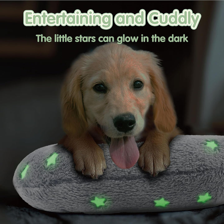 Dog Pillows for Large Dogs, Glow in the Dark Soft Neck Pillow, U-Shaped Pillow for Cat and Dog, Machine Washable Toy & Birthday Gift (Glow Grey, L)