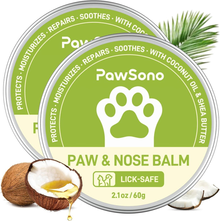 Lick-Safe Dog Paw & Nose Balm with Coconut Oil | All-Natural Moisturizer & Soother for Dry, Cracked Pads & Snout| Cat Wax & Cream, Nose Butter for Frenchies| Horse Hoof Care (60 G /2.1 Oz)