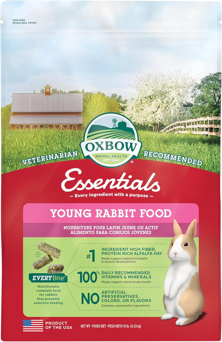 Essentials Rabbit Food, Adult, Made with  Timothy Hay for Rabbit, Pet Pellets with Vitamins & Minerals, Small Animal Pet Products, Bunny Food, Made in USA, High Fiber, 10 Lb. Bag
