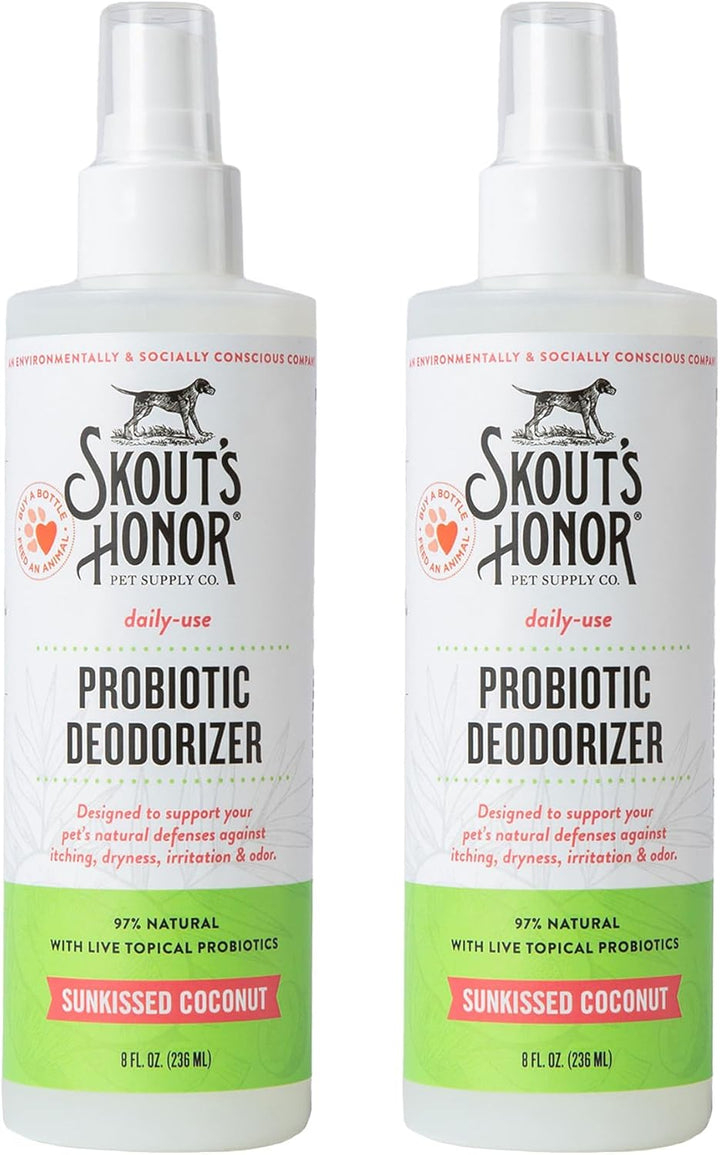 Probiotic Pet Deodorizer Spray- Hydrating Daily-Use with Avocado Oil & Omega-3S, Microbiome Friendly Certiified, Paraben & Sulfate-Free, 97% Natural, 8Oz, Dog of the Woods