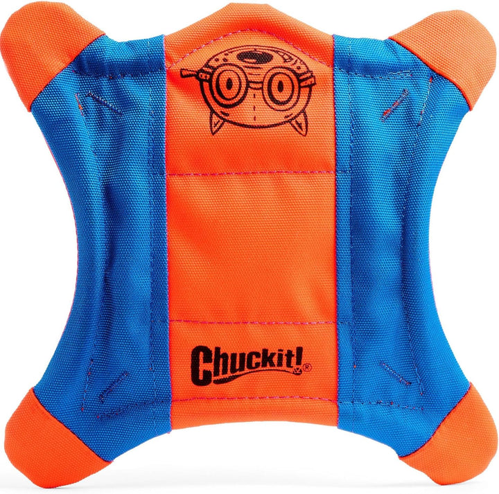 Flying Squirrel Fetch Dog Toy - Water Floating Flyer - Soft and Durable Polyester Canvas Construction - for Medium Dogs - Size Medium - 9.5-Inch Diameter - Pack of 1 - Orange and Blue