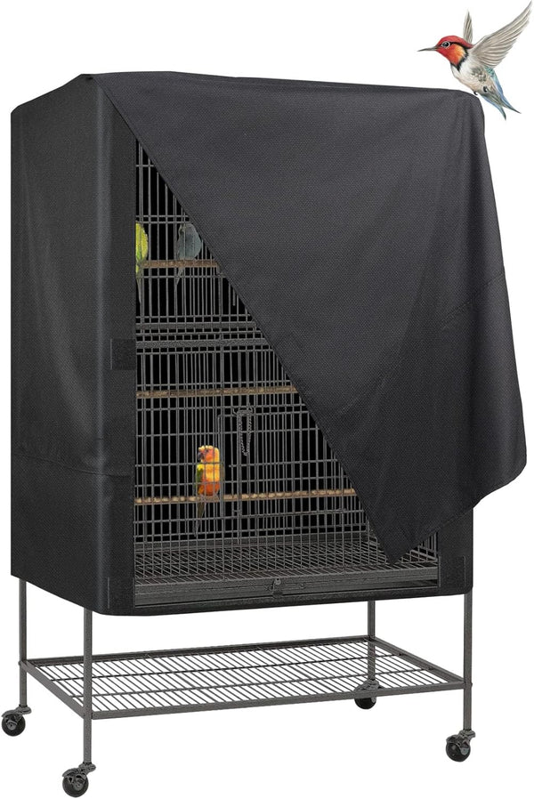 Bird Universal Pet Cage Cover Good Night for Cats, Mink, Totoro, Parakeet, Parrot and Small Animals (Black, L)