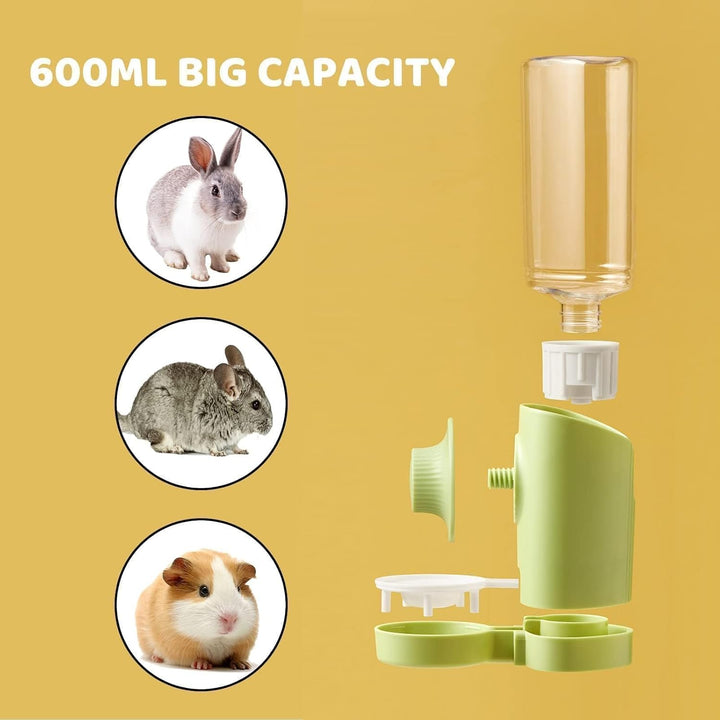 Rabbit Water Bottle, 600Ml/21Oz Hanging Water Dispenser Feeder Cage Crate Hutch Bunny Puppy Cat Chinchilla Ferret Guinea Pigs Squirrel Hedgehog (Green)