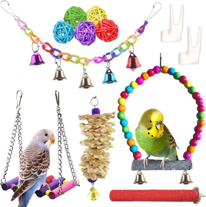 Wooden Bird Ladder Bridge, Hanging Exercise Toy, Bird Playground Cage Accessory, Natural Wood, Edible Dye, Interactive Small Bird Toy, Parakeet, Cockatiel, Conure, Budgie Climbing Ladder