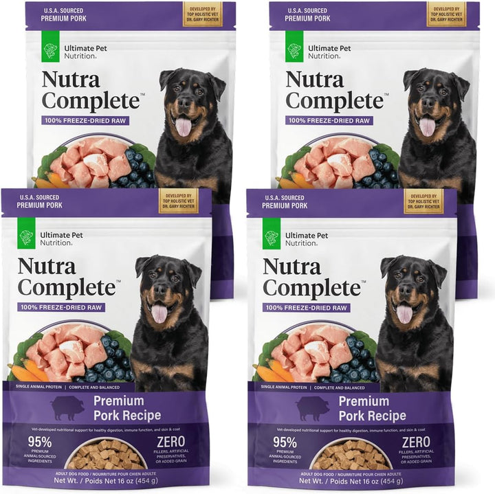 Nutra Complete Freeze Dried Raw Dog Food, Veterinarian Formulated with Antioxidants, Prebiotics & Amino Acids (3 Pound, Beef)