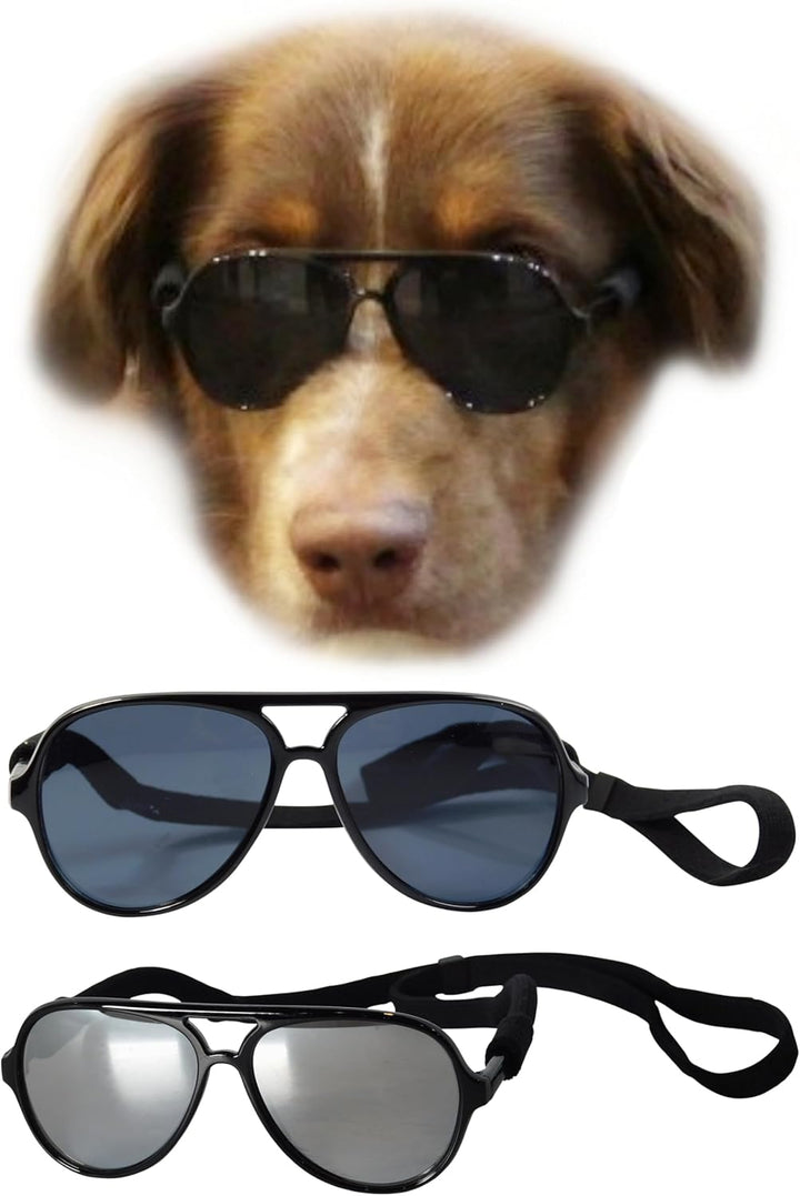 G010 Dog Pet Costume Aviator Sunglasses for Medium Breeds 20-40 Lbs (Black)