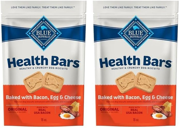 Health Bars Crunchy Dog Biscuits, Oven-Baked with Natural Ingredients, Bacon, Egg & Cheese , 16-Oz Bag
