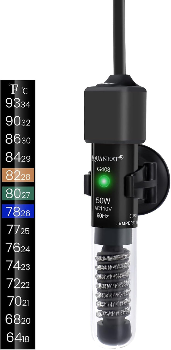 Aquarium Heater, 25W Small Betta Fish Tank Heater, Mini Preset Water Thermostat with a Thermometer