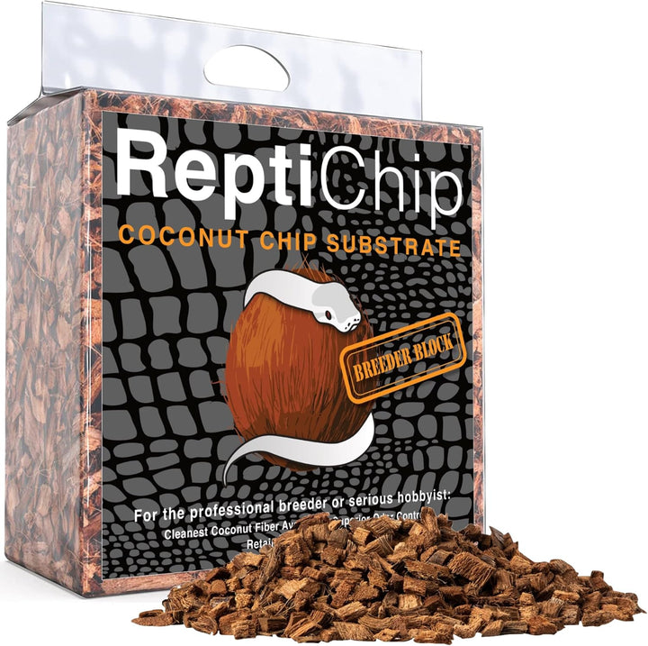 Reptichip Reptile Substrate Coconut Chip Bedding 72 Quart Compressed Organic Coco Husk Block for Snake Habitat, Ball Python Terrarium, Turtle Tanks, Tortoise Enclosure