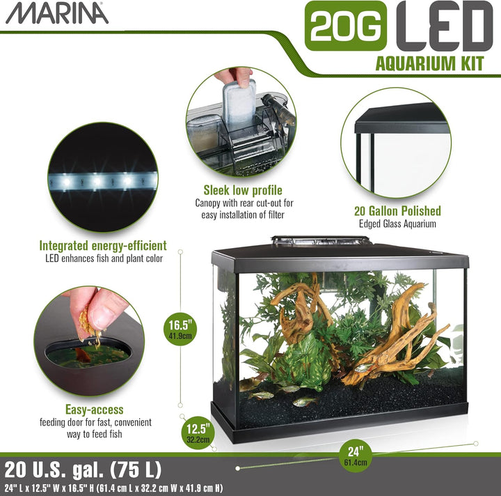 Aquarium Kit - 20 Gallon Fish Tank - LED