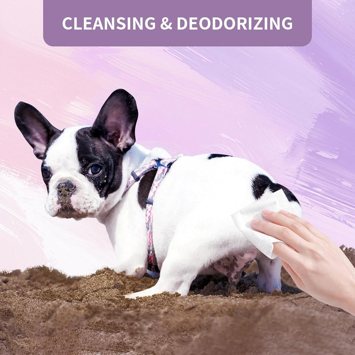 400 PCS Dog Wipes for Paws and Butt Hypoallergenic Pets Cleansing & Deodorizing Anal Gland Hygienic Puppy Wipes for Dogs Face and Body Wipes Cleaning Fur Doggie Wipes Doggy Wipes (Lavender)