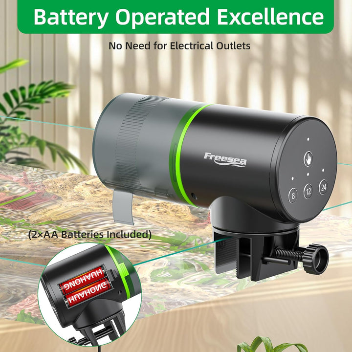 Automatic Fish Feeder for Aquarium: Auto Fish Food Dispenser with Timer for Small Tank Betta Turtle - Battery Vacation Self Feeding for Flakes