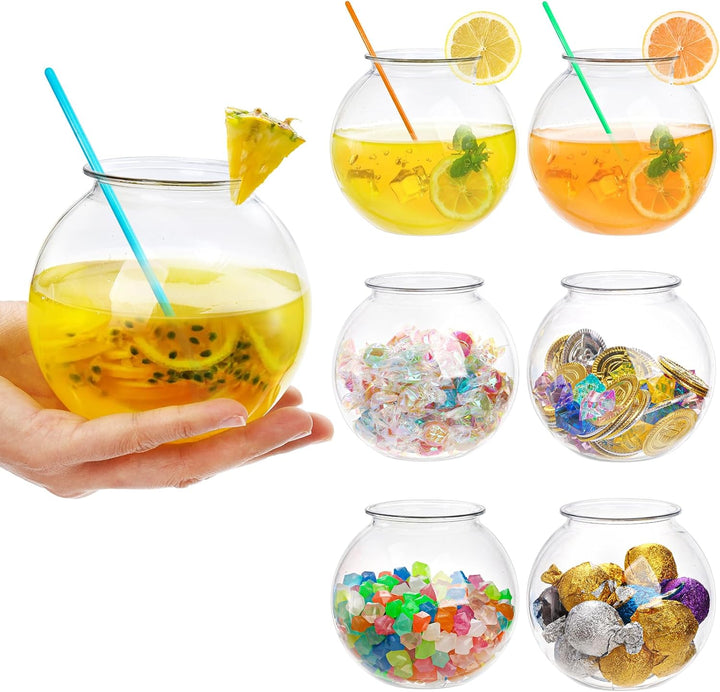 12 Pack Plastic Ivy Bowls, 16 Oz round Fish Bowl Unbreakable Vases Bowls for Home Decor, Carnival Games, Candy, Party Favors, Centerpiece, BPA Free, Clear