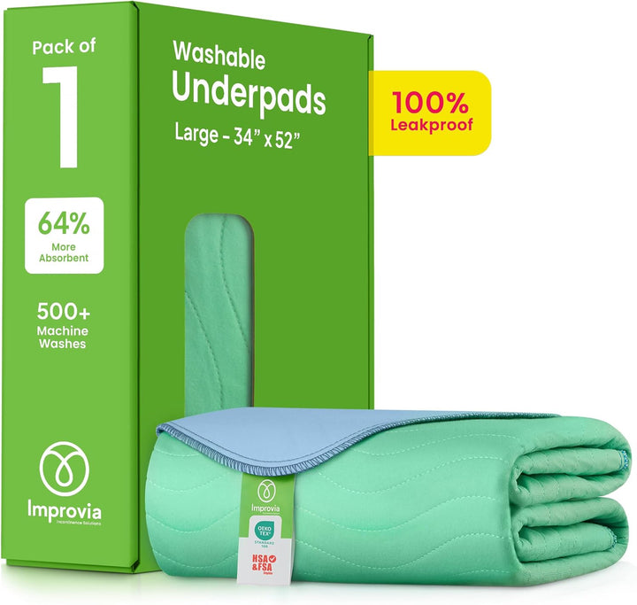 ® Washable Underpads, 34" X 36" (Pack of 4) - Heavy Absorbency Reusable Bedwetting Incontinence Pads for Kids, Adults, Elderly, and Pets - Waterproof Protective Pad for Bed, Couch, Sofa, Floor