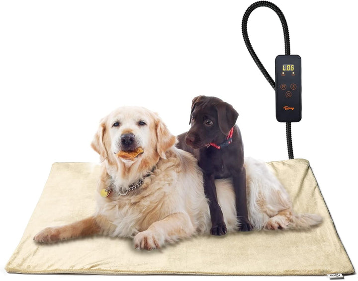 Small Pet Heating Pad, 6 Adjustable Temperature Dog Cat Heating Pad with Timer, Waterproof Heated Cat Bed with Chew Resistant Cord, Indoor Electric Pet Heated Mat 18X16In