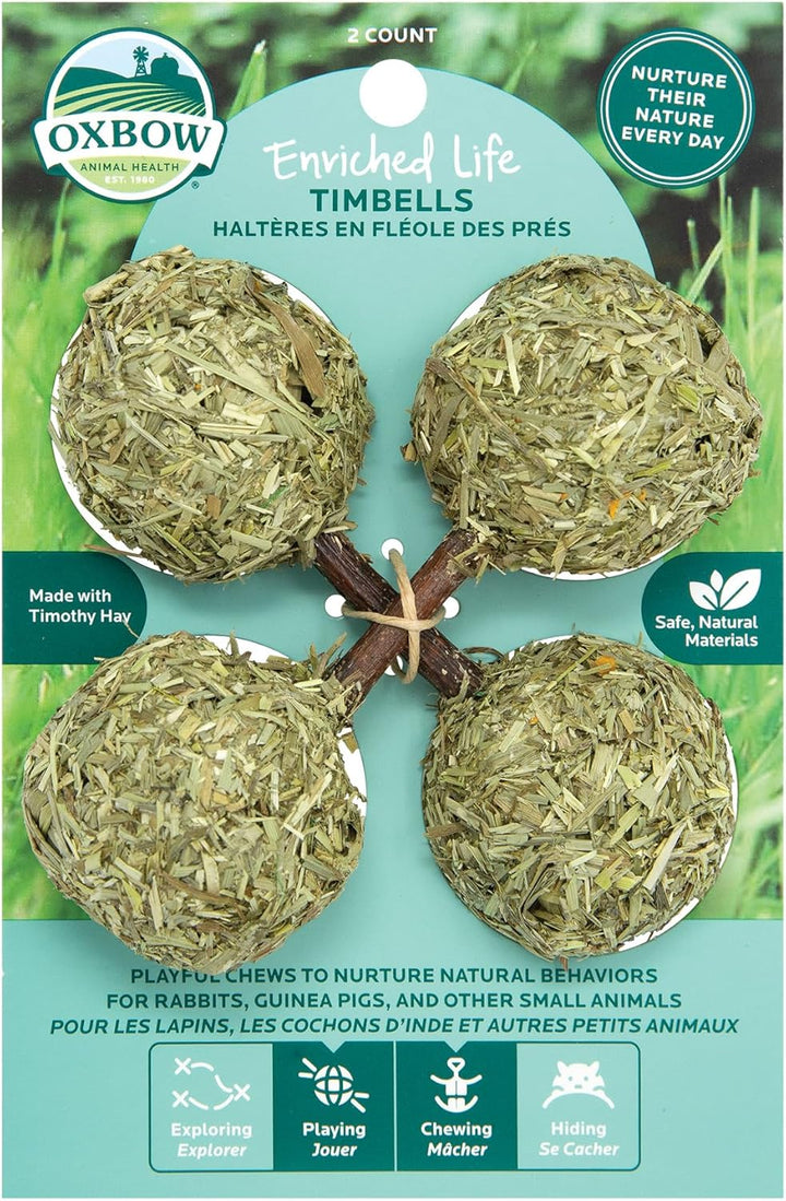 Enriched Life Timbells, Rabbit Toys, Guinea Pig Toys, Enrichment for Bunny, Guinea Pig, Hamster, Rabbit, Chinchilla, Timothy Hay, Chinchilla Cage Accessories, Small Pet Accessories for Cage