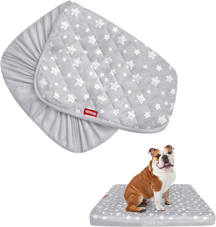 Waterproof Dog Bed Covers Replacement Washable Pet Hair Easy to Remove, Noiseless Quilted Puppy Pet Bed Cover Lovely Grey Star Print 27X36 Inches, for Dog/Cat, Cover Only