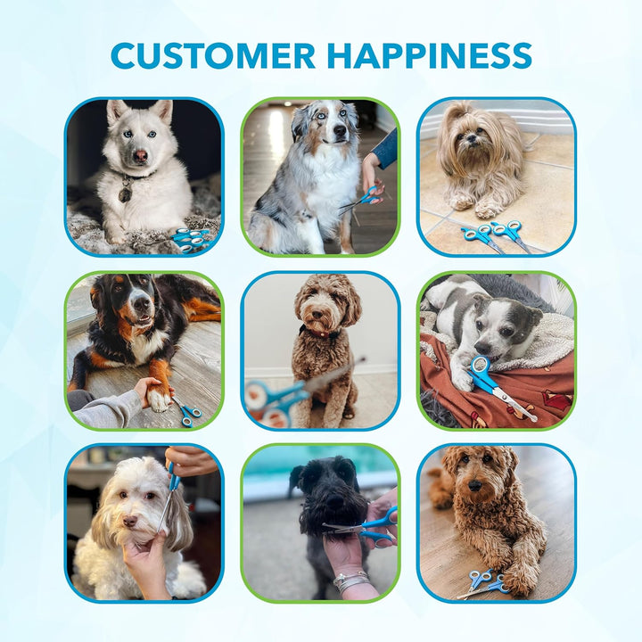 Dog Grooming Scissors for Dogs at Home (2 Pc) - Razor Sharp Stainless Steel Dog Scissors for Grooming - Professional Pet Scissor Set for Dogs & Cats - Best Pet Shears with Rounded Safety Tips