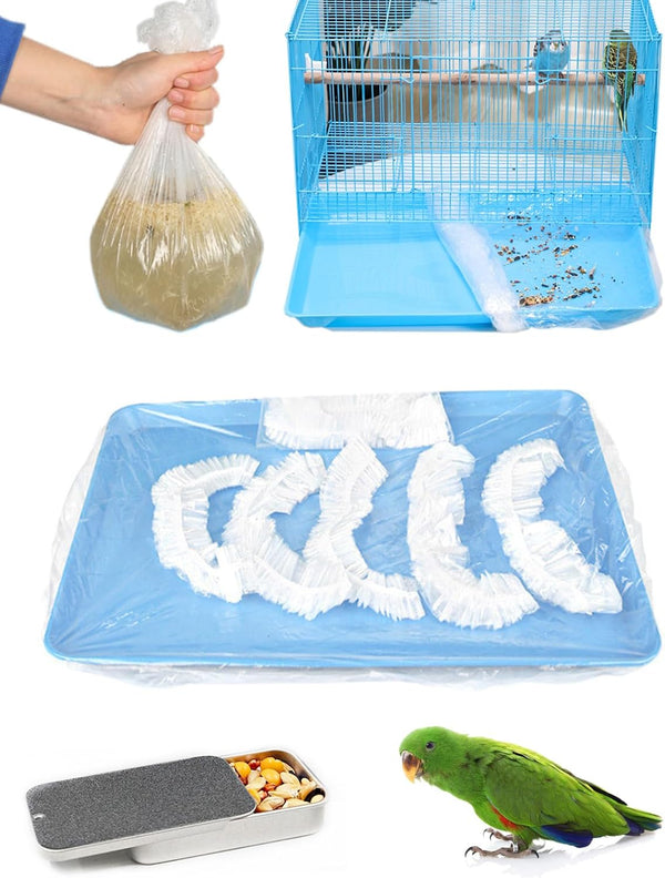 Disposable Bird Cage Liners Clear Plastic Parakeet Cage Liner Bag - 50 Pcs Parrot Cage Tray Liners Universal Film Bird Cage Accessories for Finches Canaries Cockatiels Birdcage
