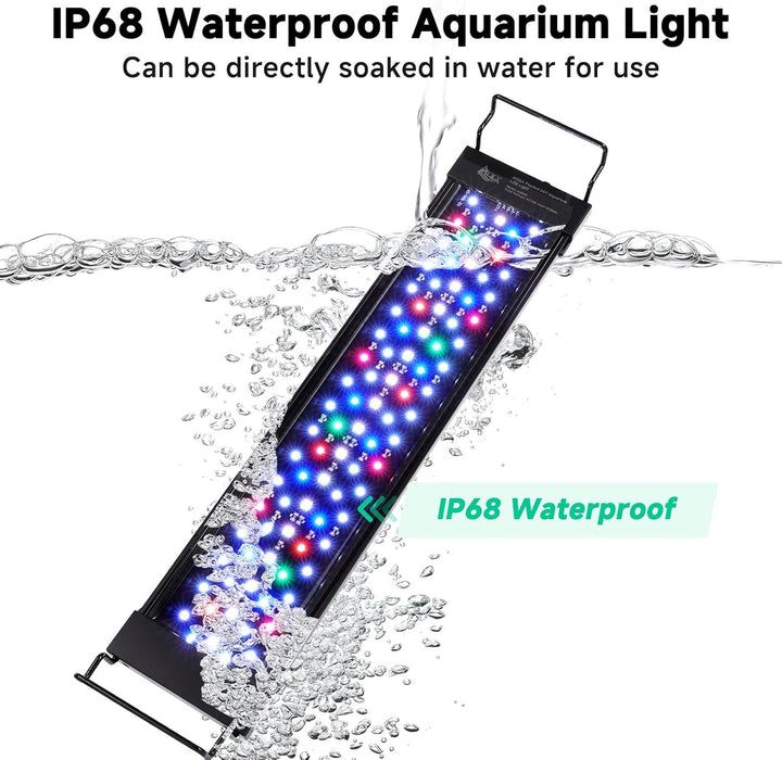 LED Aquarium Light, 24/7 Mode IP68 Waterproof Extendable Bracket Fish Tank Light, DIY Mode Full Spectrum Aquarium Plant Light, Adjustable Timer/Brightness Memory Function for 24-32 Inch Fish Tank