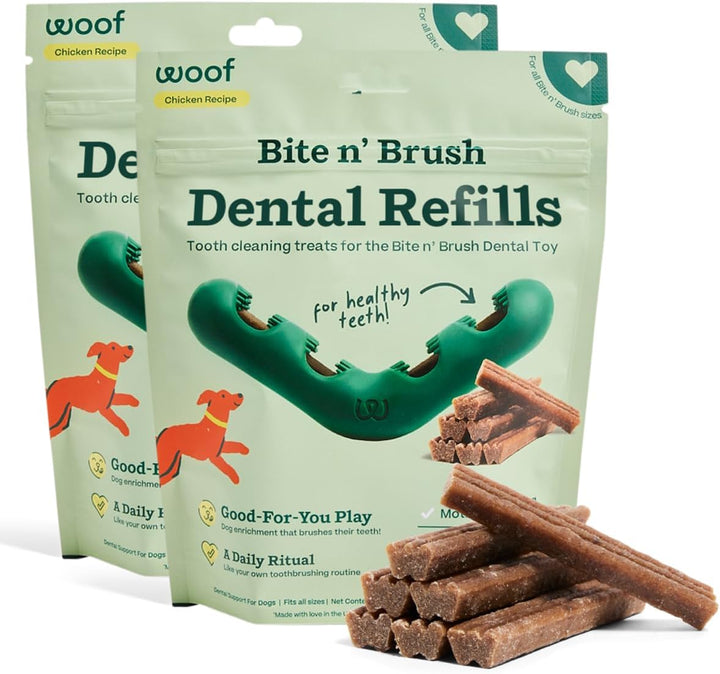 - Bite N' Brush Refills for the Dog Toothbrush Toy - Scrub Plaque and Tartar from Your Dog'S Teeth and Mouth - Dog Dental Chew Toy Treats - Approximately 16 Refills